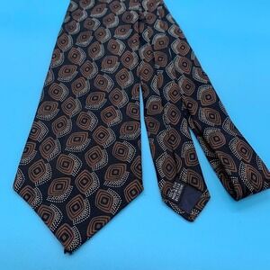 Vintage Paul Rodon Couture Men's Necktie Black Brown Abstract Geometric Silk USA